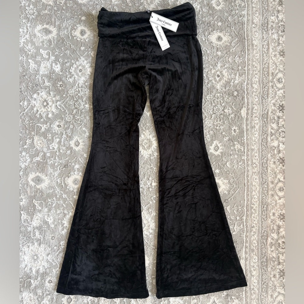 Juicy Couture Black Velour Boot Cut Pants - Picture 2 of 4
